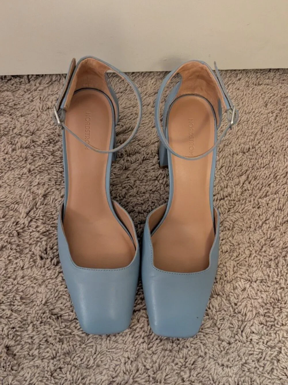 Nordstrom Cornflower Blue Block Heel Pumps | Size 9 | Ankle Strap